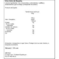 Vino Tinto 11º CASTILLO LAGOMAR, botella 75 cl