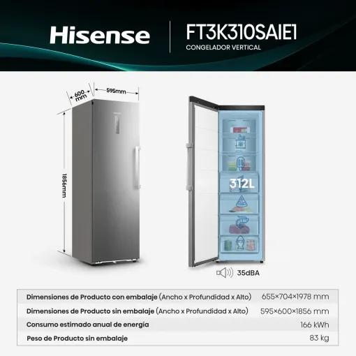 Congelador 1 puerta FT3K310SAIE1 HISENSE