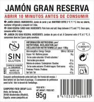 Jamón gran reserva NAVIDUL, bandeja 95 g Jamón gran reserva NAVIDUL, bandeja 95 g