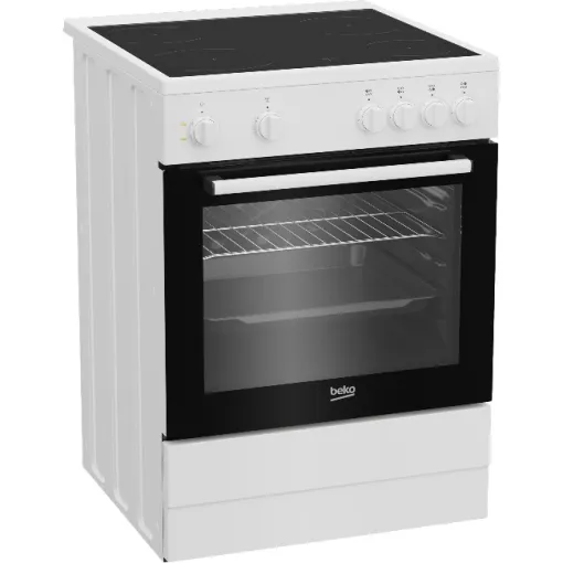 Cocina eléctrica blanca con placa vitro de 4 zonas de cocción 71 L FBS67000WD BEKO