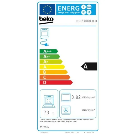 Cocina eléctrica blanca con placa vitro de 4 zonas de cocción 71 L FBS67000WD BEKO