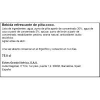 Mocktail de piña colada GRANINI, botella 75 cl