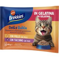 Alimento con pollo y pavo para gato BREKKIES, pack 4x85 g