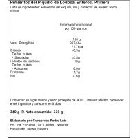 Pimiento de piquillo 1ª Lodosa D.O. PEDRO LUIS, frasco 330 g