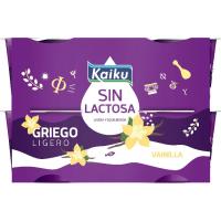 Griego sin lactosa ligero sabor vainilla KAIKU, pack 4x90 g Griego sin lactosa ligero sabor vainilla KAIKU, pack 4x90 g