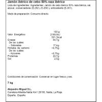 Jamón de cebo ibérico 50% raza ibérica ALTANERA, 1 ud