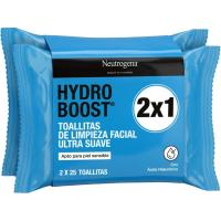Toallitas limpiadoras NEUTROGENA HYDRO BOOST, pack 2x25 uds Toallitas limpiadoras NEUTROGENA HYDRO BOOST, pack 2x25 uds