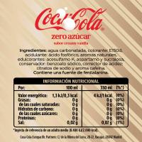 Refresco de cola vainilla s/ azúcar COCA COLA ZERO, lata 33 cl