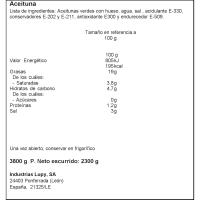 Aceitunas sabor manzanilla con hueso LUPY, frasco 3,8 kg