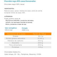 Chocolate negro RONCESVALLES, tableta 100 g