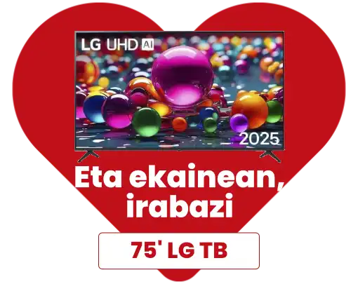 Ekainean irabazi 75' LG telebista hau