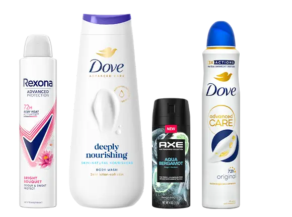 Produtos Rexona, Dove, Axe e Signal
