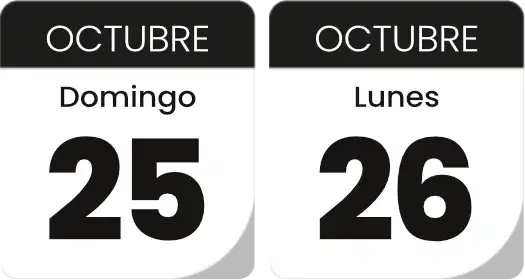 Domingo 25 y lunes 26 de octubre
