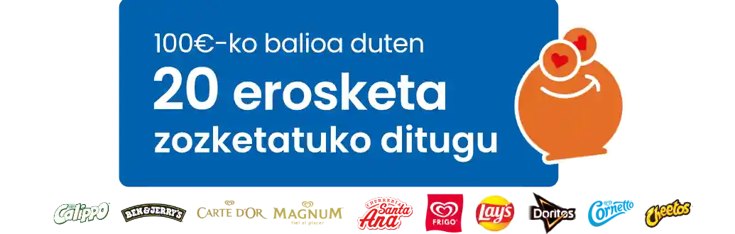 100 €-ko balioa duten 20 erosketa zozketatuko ditugu