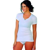 Camiseta interior de mujer, blanca con bordado, manga corta, 100% algodón, talla 48 VISTO BUENO, pack 2 uds