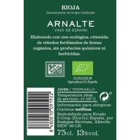 Vino Tinto Joven Ecológico Rioja ARNALTE, botella 75 cl