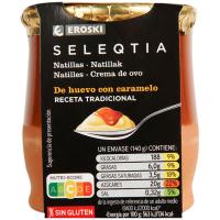Natillas con caramelo Eroski SELEQTIA, tarro de barro 140 g 