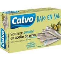 CALVO sardinatxoak oliba oliotan gatz gutxirekin, lata 85 g
