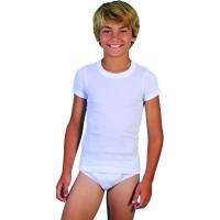 Camiseta interior de manga corta, blanca, 100% algodón, talla 10-12 años VISTO BUENO, pack 2 uds