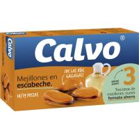 Mejillón en escabeche 14/19 piezas CALVO, pack 3x115 g