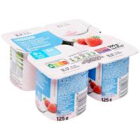 Yogur de fresa cremoso 0% EROSKI, pack 4x125 g