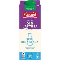 Leche semidesnatada sin lactosa PASCUAL, brik 1 litro