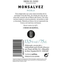 Vino Tinto Roble R. del Duero MONSALVEZ, botella 75 cl