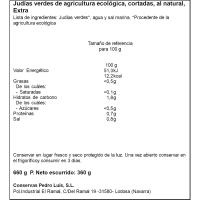 Judía verde ecológica PEDRO LUIS, frasco 360 g