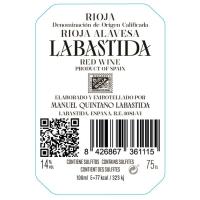 Vino Tinto Joven D.O.C. Rioja LABASTIDA, botella 75 cl