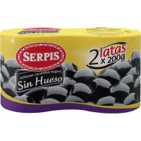 Aceitunas negras sin hueso SERPIS, pack 2x85 g