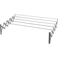 Tendedero de pared extensible, 5 barras de aluminio CUNCIAL, abierto: 120x23x71 cm