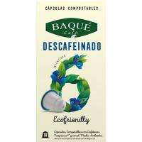Café descafeinado compatible Nespresso BAQUÉ, caja 10 uds