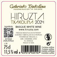 HIRUZTA txakolina Getaria JD, botila 75 cl