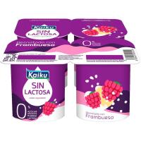 Preparado lácteo 0% s/ lactosa c/ frambuesas KAIKU, pack 4x125 g