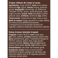 Crepes rellenos de chocolate EROSKI, 6 uds., paquete 192 g