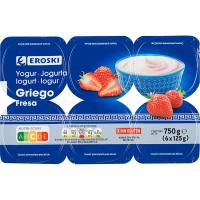 Griego con fresas EROSKI, pack 6x125 g