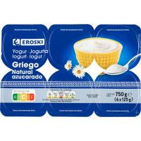 Griego natural azucarado EROSKI, pack 6x125 g
