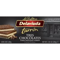 Turrón 3 chocolates DELAVIUDA, caja 200 g