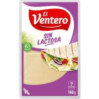 Queso tierno sin lactosa  EL VENTERO, lonchas, bandeja 140 g