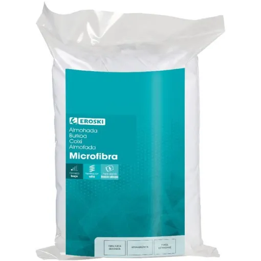 Almohada de Microfibra con funda EROSKI, 105 cm