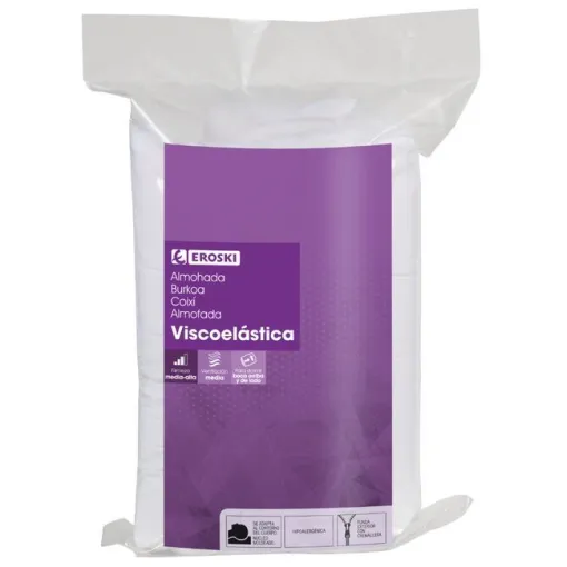 Almohada viscoelástica con funda EROSKI, 70 cm