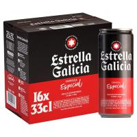 Cerveza especial ESTRELLA GALICIA, pack lata 16x33 cl