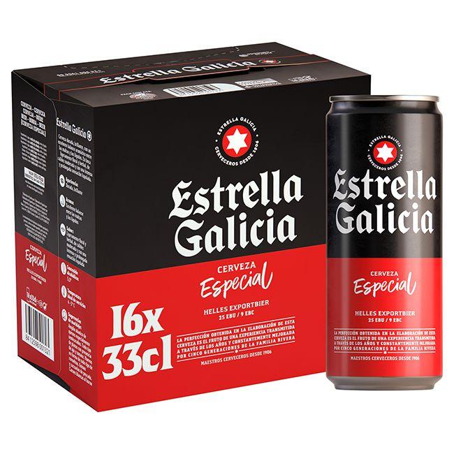 precios Cerveza Especial Estrella Galicia, Pack Lata 16X33 Cl en Eroski