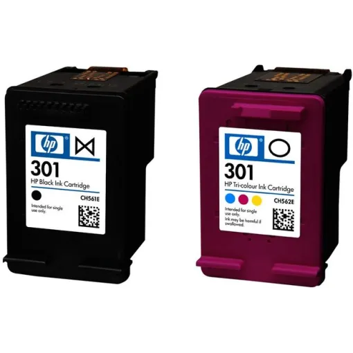 Cartucho tinta original, negro + tricolor, N9J72AE, 301 HP, 2 uds