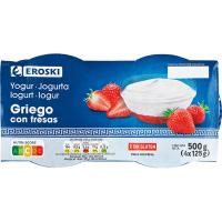 Yogur griego con fresa EROSKI, pack 4x125 g