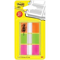 Marcapáginas de colores, 24x43,2 mm, naranja, verde y rosa POST-IT, 3x20 uds