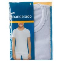 Camiseta interior infantil manga corta de algodón, blanco ABANDERADO, talla 8