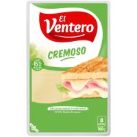 Queso cremoso EL VENTERO, lonchas, bandeja 160 g