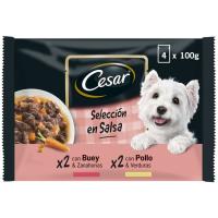 Delicias en salsa sabores para perro CESAR, pack 4x100 g