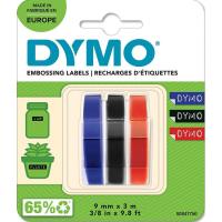Cinta 3D para rotular, 9mmx3m, color: azul, negro y rojo, Junior DYMO, pack 3 uds